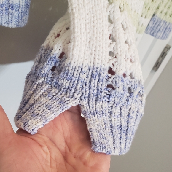 Talbots Open Stitch Cotton Pullover Knit Sweater Pastel Stripes Size Large Petit - Picture 4 of 12